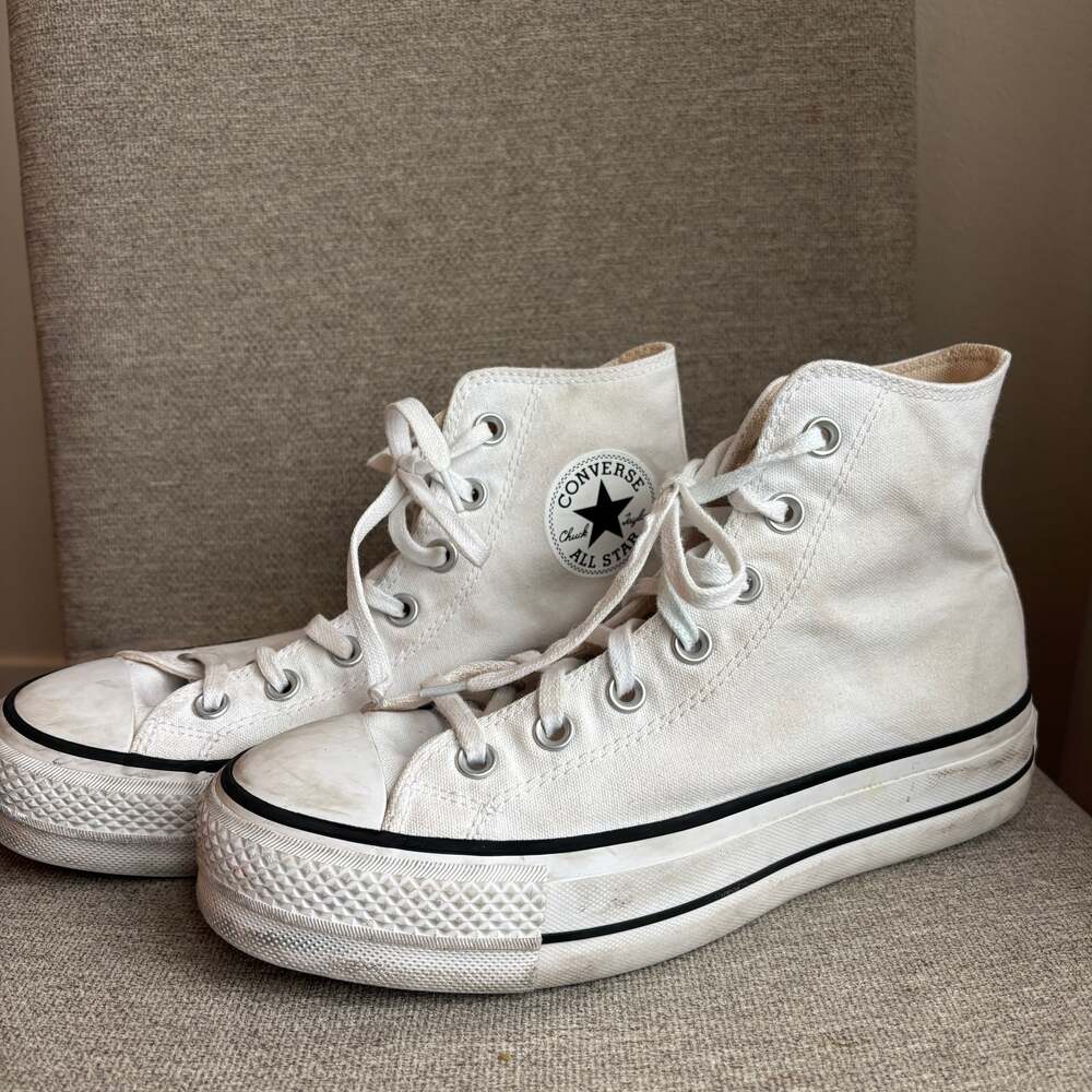 Converse Chuck Taylor All Star Lift Platform High Top White Sneakers Size 7.5